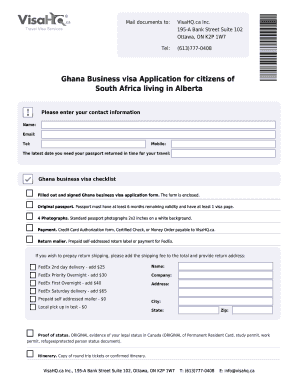 South Africa Visa Application Form PDF Ghana
