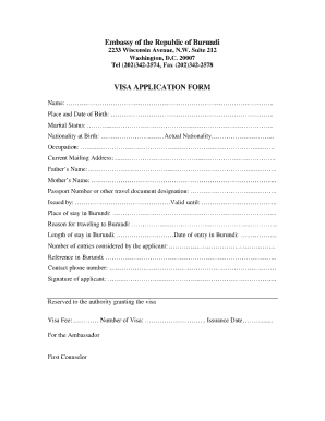 Burundi Visa Application  Form