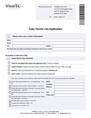 Cuba Visa Application Form PDF