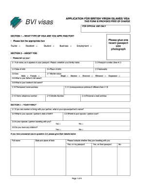 Get and Sign Bvi Visa Application Form 2007-2022