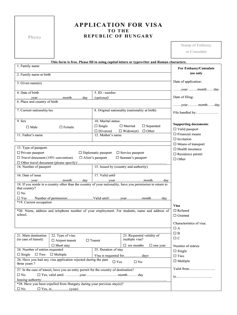 Hungarian Visa Application Form