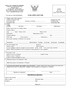 How to fill thailand visa application form