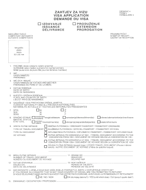 Croatia Visa Application  Form