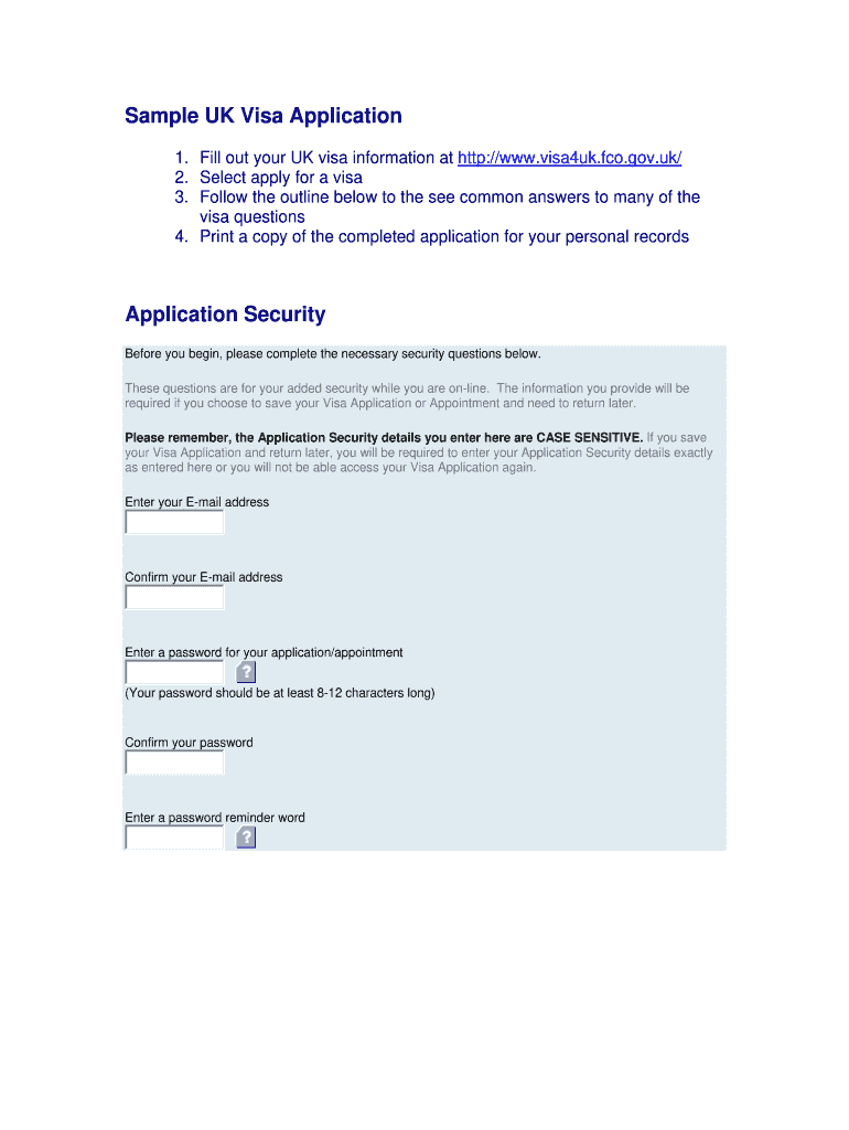Filled Uk Visa Application Form Sample