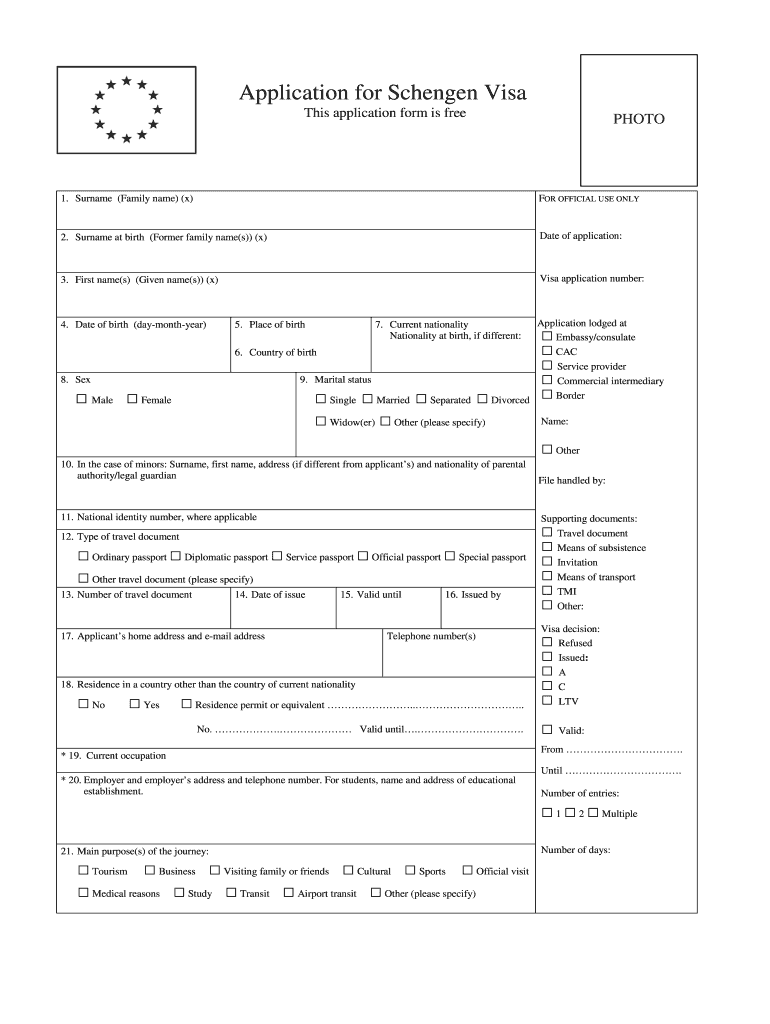 Chech Republic Schengen Visa Application Form