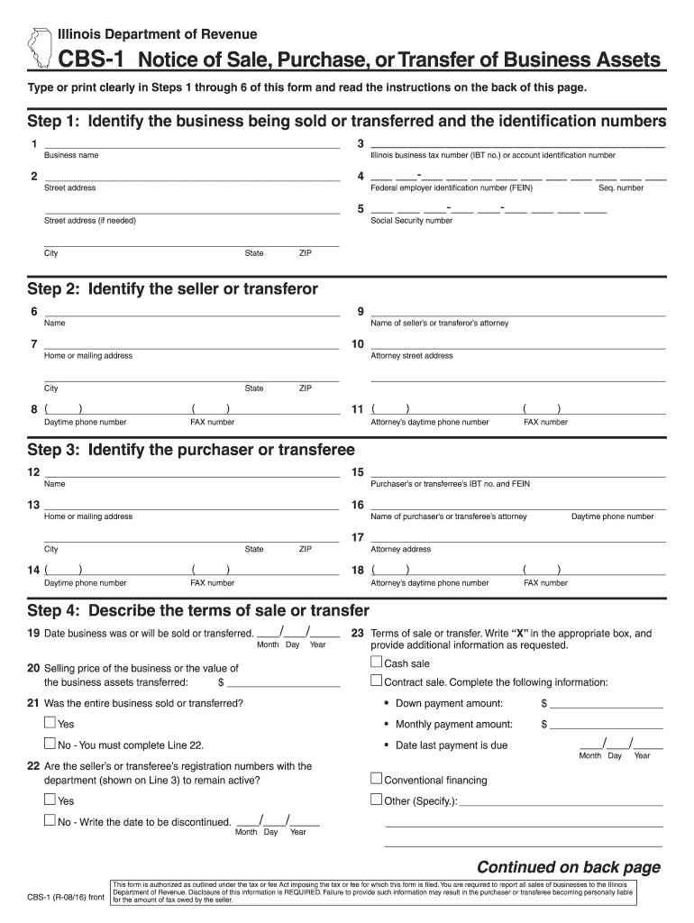 Cbs 1 Instructions  Form