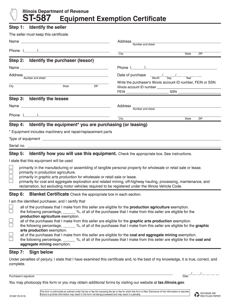  Illinois Dept of Revenue Form St 587 2019