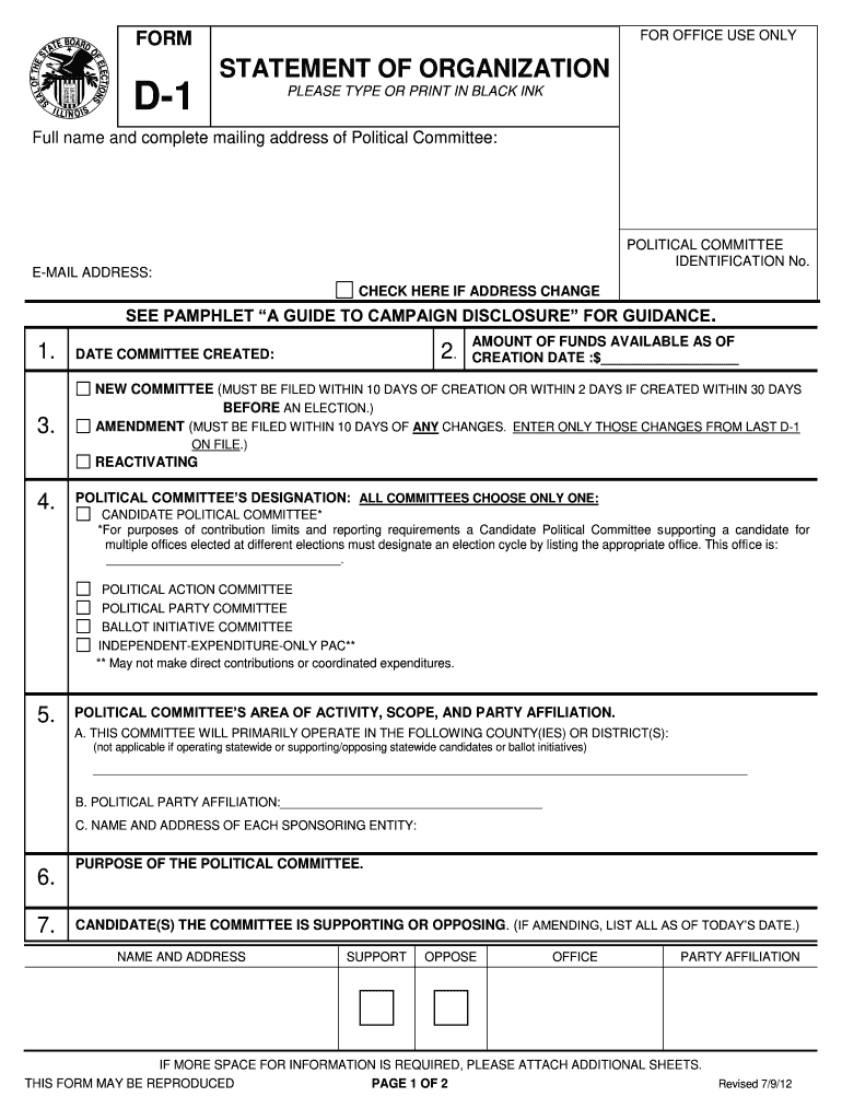 Statement Of Organization Form Fill Out And Sign Printable Pdf
