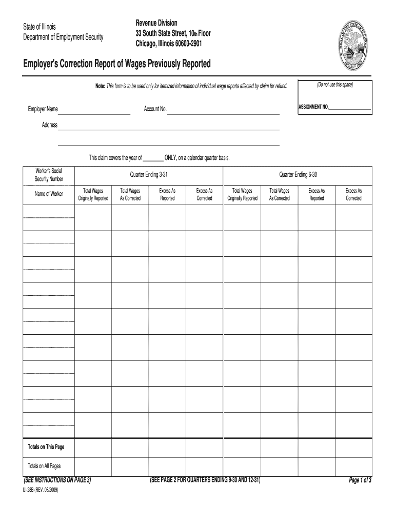  Employers Correction Report for Illinois Unemployment 2009-2024