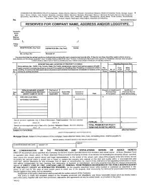 Fire Insurance Policy Sample  Form