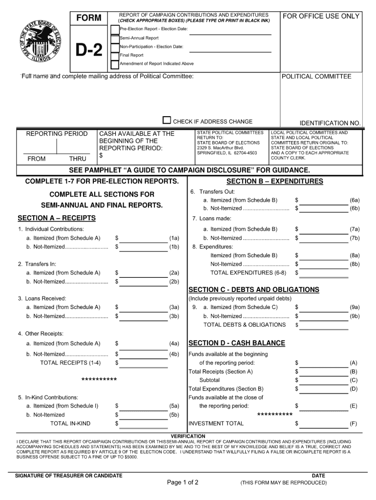 Https Quarterly D 2 Form for Illinois State Board of Elections