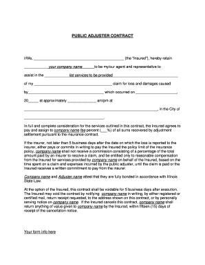 Illinois Public Adjuster Contract  Form