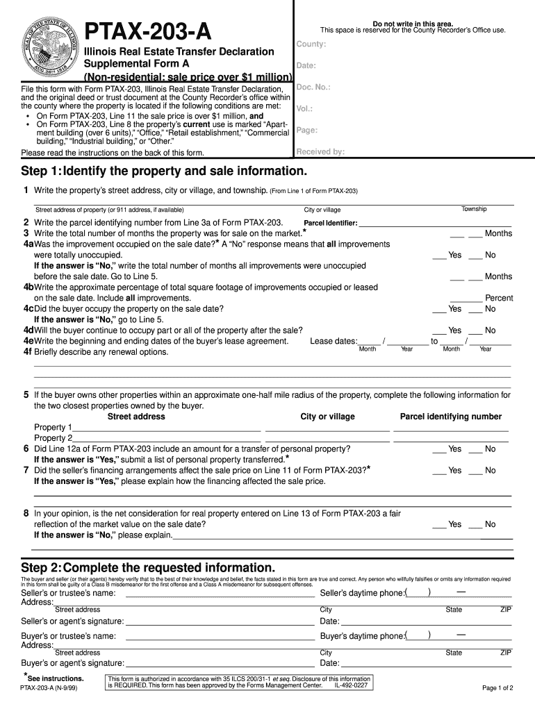  PDF Fillable Illinois Ptax 203 Form 1999-2024