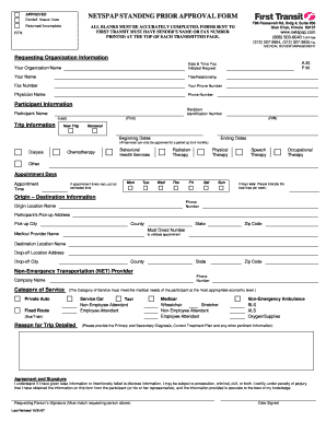 Netspap Standing Prior Approval Form