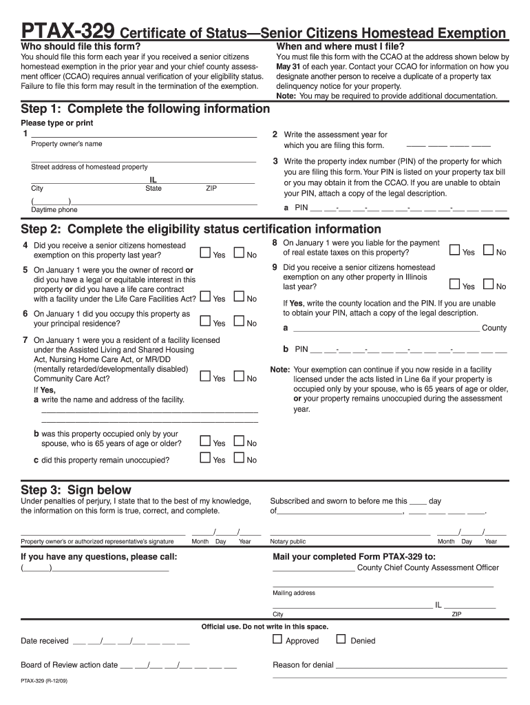  Ptax 329 Form 2009