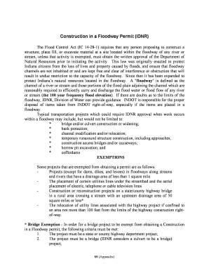 Idnr Construction in a Floodway Permit  Form