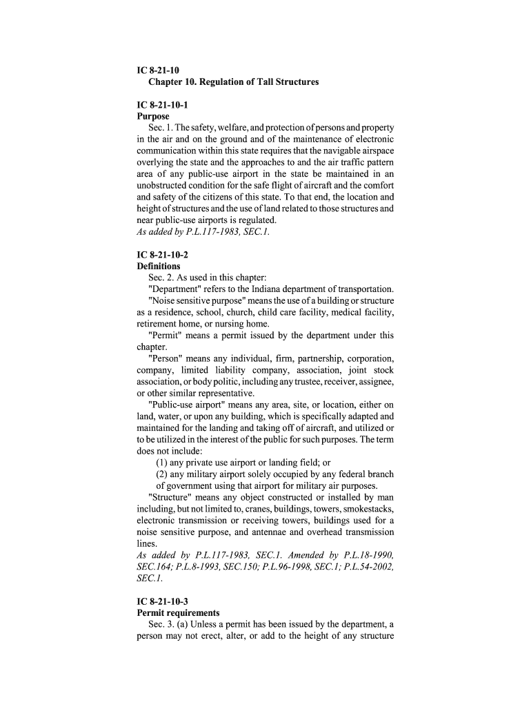 Chapter 10 Regulation of Tall Structures IC 8 21 10 1 Sec 1 the    in  Form