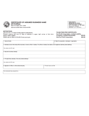 Certificate of Fictitious Business Name Form