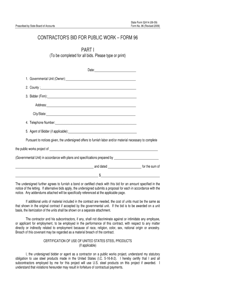  State Form 96 Indiana 2010