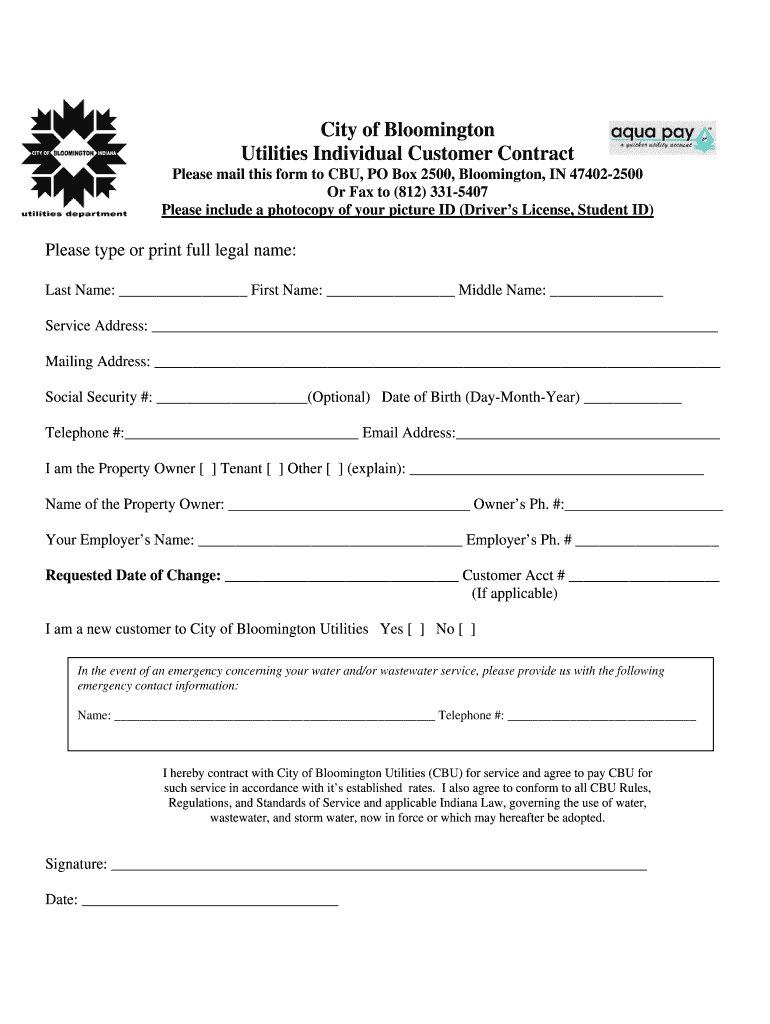 Please Mail This Form to CBU, PO Box 2500, Bloomington, in 47402 2500 or Fax to 812 331 5407 Please Include a Photocopy of You