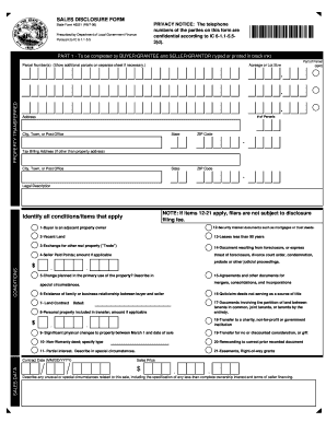 Indiana Sales Disclosure Form Fillable