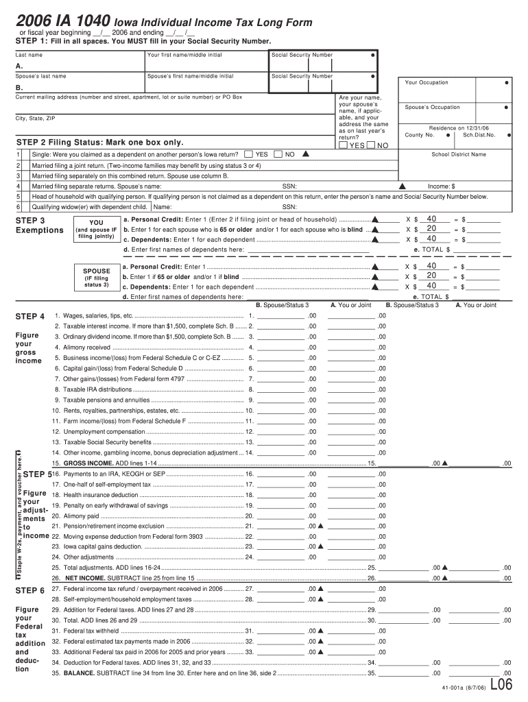  Iowa Tax Forms 2006
