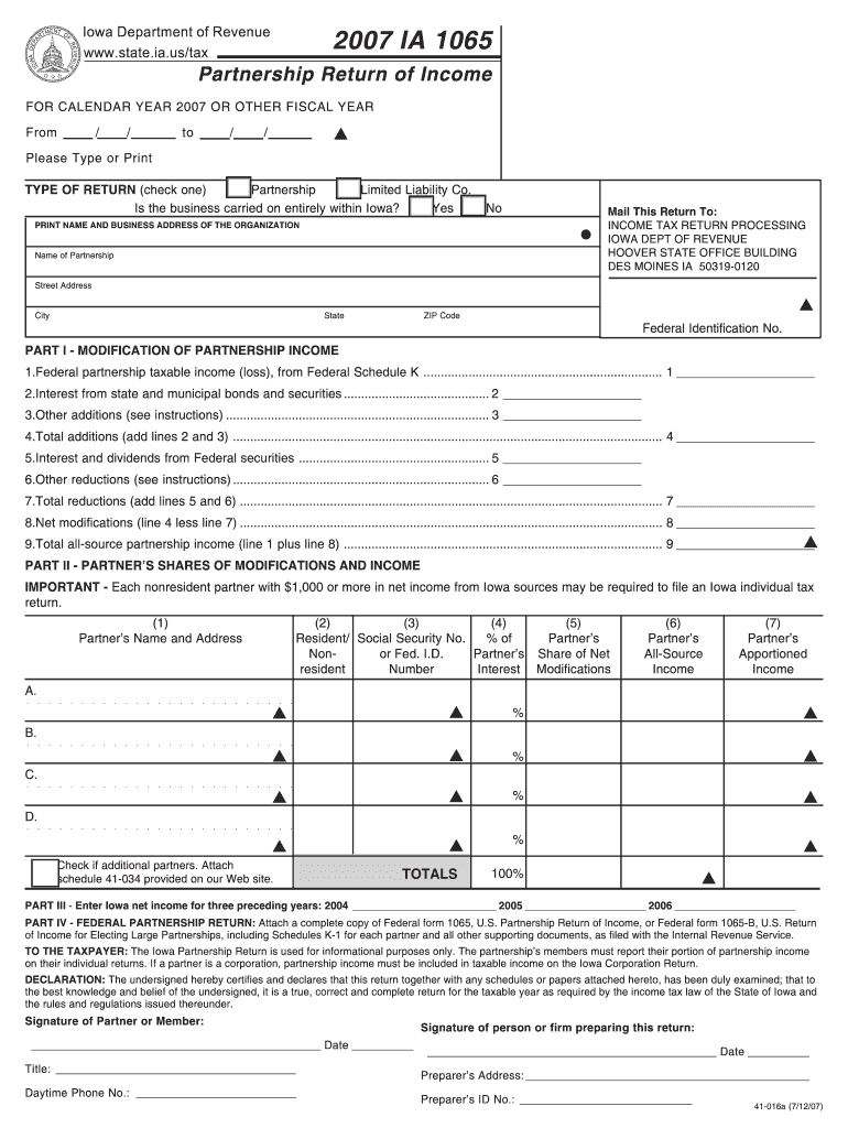  Ia 1065 Instructions 2007