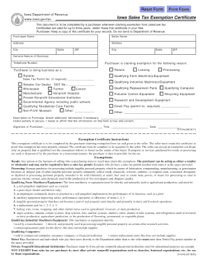 File U Iowasalestaxexemptioncertificate 31014 Pdf2 PDF  Form