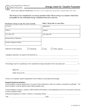 Iowa Sales Tax Exemption Certificate Fillable  Form