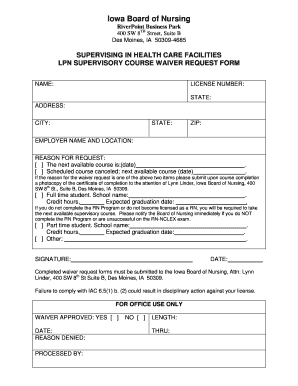 Lpn Supervisory Course  Form