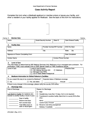 Case Activity Report  Form