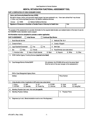 Assessement Form for Mental Retardation