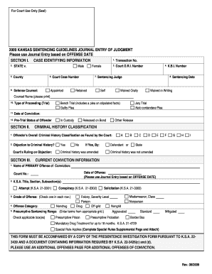 Kansas Sentencing Guidelines Journal Entry of Judgment Form