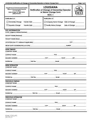  Louisiana Deq Form Noc 1 2007