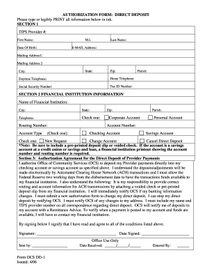 Louisiana Dss Deposit  Form