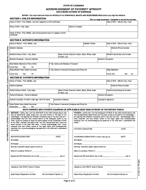Acknowledgement of paternity - Fill Out and Sign Printable PDF Template | SignNow