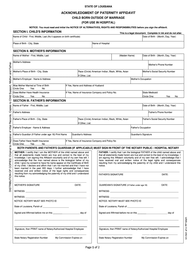  Louisiana Birth Certificate Application PDF 2010-2024