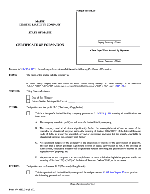 Maine Certificate of Formation