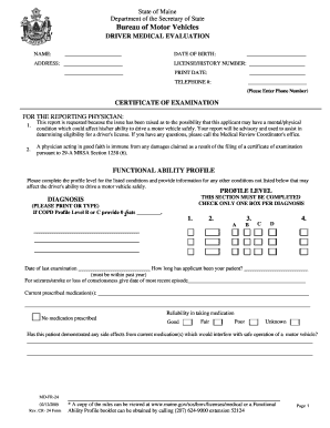  Maine Bmv Medical Form 2009