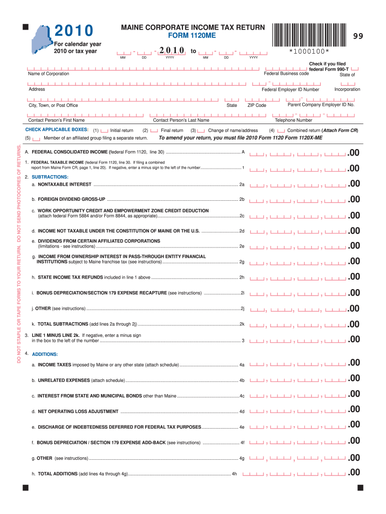 Get and Sign Maine Form 1120me Online 2019