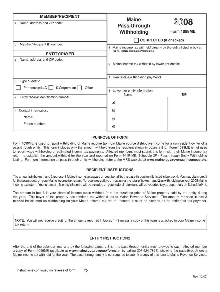 08Form1099ME Draft 12 6 07 Indd  Maine  Gov  Maine