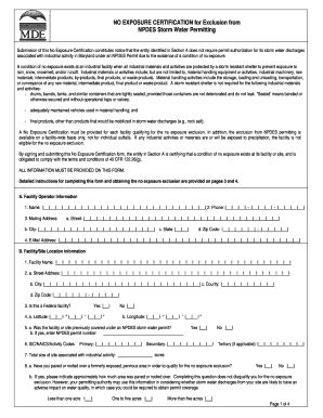  Mde No Exposure Certification Form 2010-2024