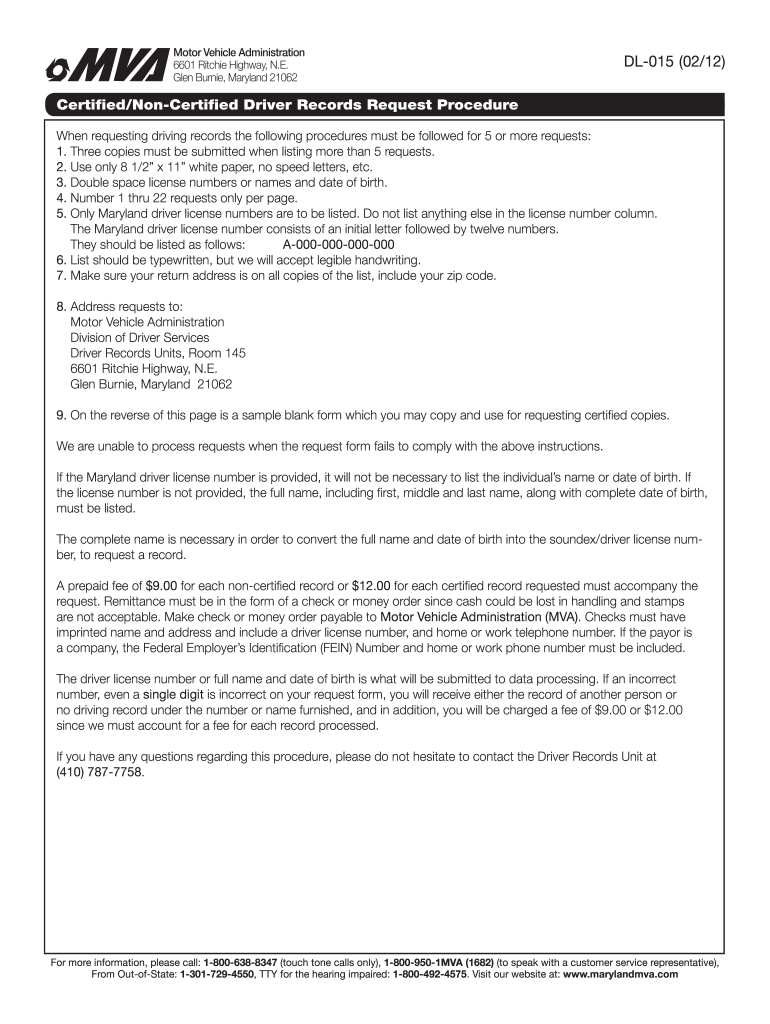  Mva Dl 015  Form 2012