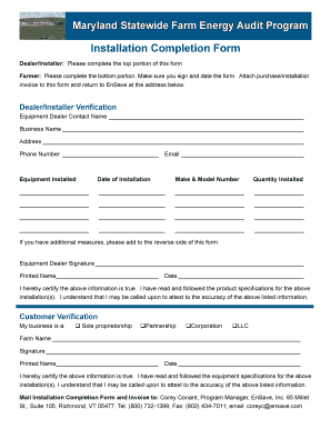 Installation Completion Form