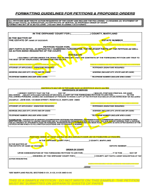 Petition and Proposed Orders Form