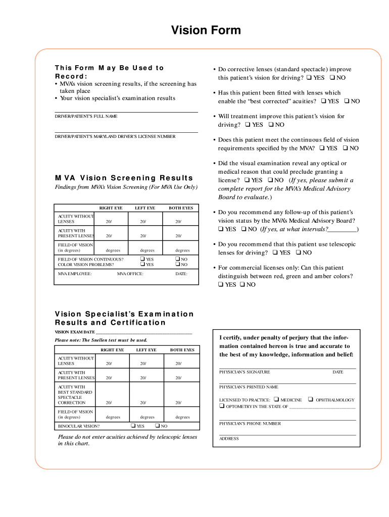 Mva Vision Form