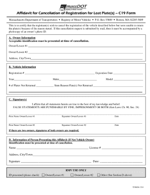 Affidavit for Cancellation of Registration Ma  Form