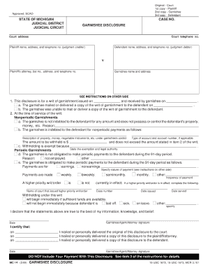 Garnishee Disclosure Michigan Form