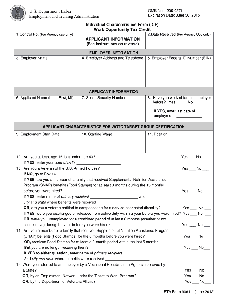 Individual Characteristics Form ICF Work    State of Michigan  Michigan