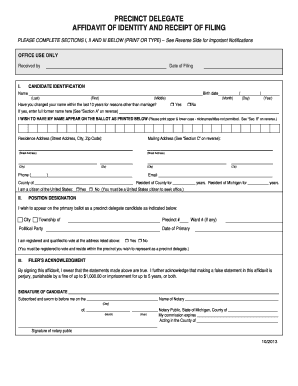 Affidavit of Identity Michigan  Form